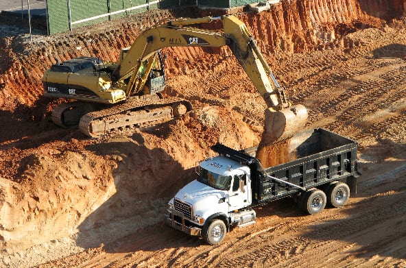 Excavation for building foundation construction