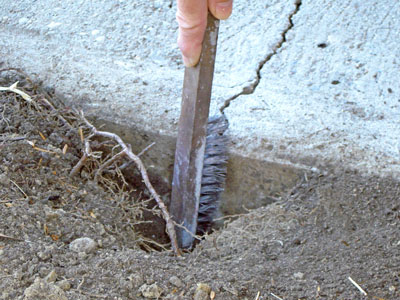 clean concrete crack