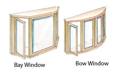 bay window and bow window photo comparison